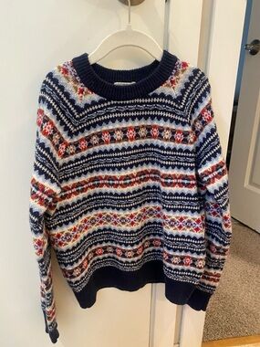 Crewcuts Navy Fair Isle Pattern Knit Sweater